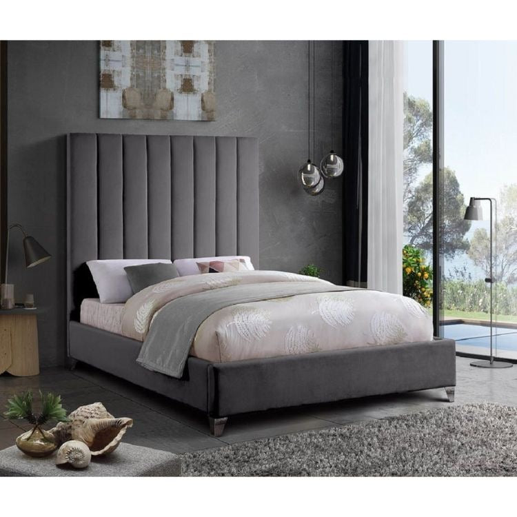Camden stylish Bed frame Plush Velvet - Steel